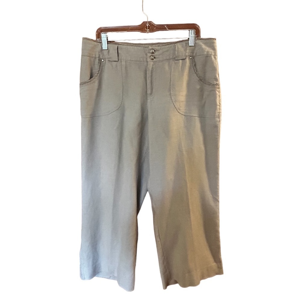INC International Concepts Women's Beige 100% Linen Wide Leg Pants Size 12